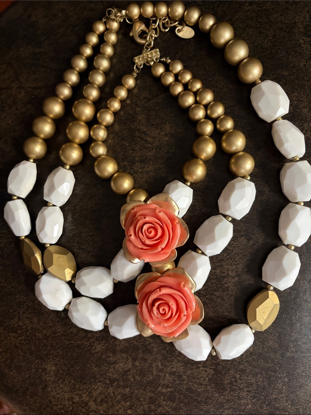 VINTAGE TERIA YABAR ROSE NECKLACE 18” EUC STUNNING